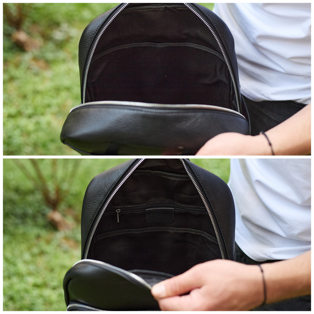 Універсальний чоловічий рюкзак із шкіри 41х31х16, зручний наплічник для ноутбука та документів, чорний Київ - фото 5
