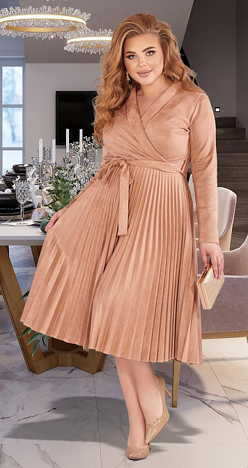 Плаття великого розміру плісе з екозамші (42) Київ - фото 2