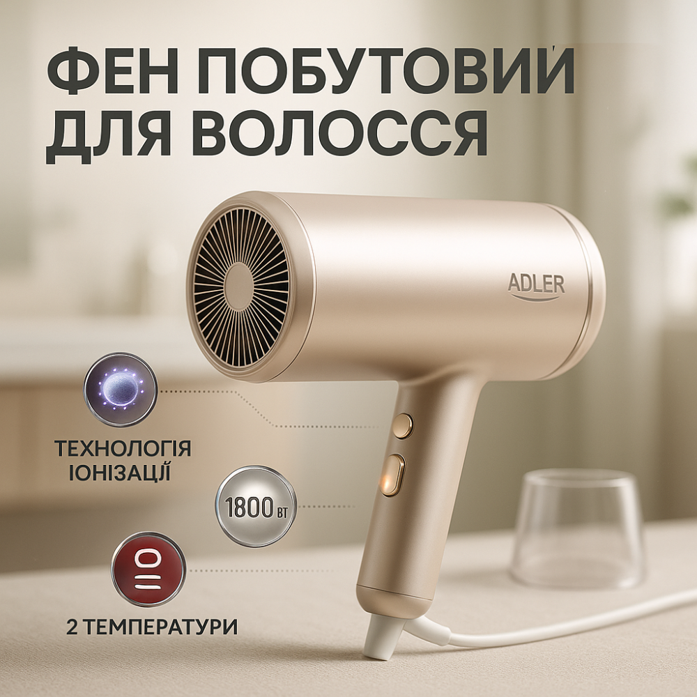 Фен для волос с холодным обдувом Adler, Фен для укладки любых волос Профессиональный работы LE-66 Львов - изображение 8