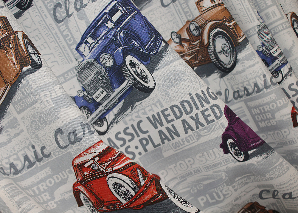 Шторна тканина, з різнокольоровим принтом "Classic Car" колір різнокольоровий 1499ш Київ - фото 1