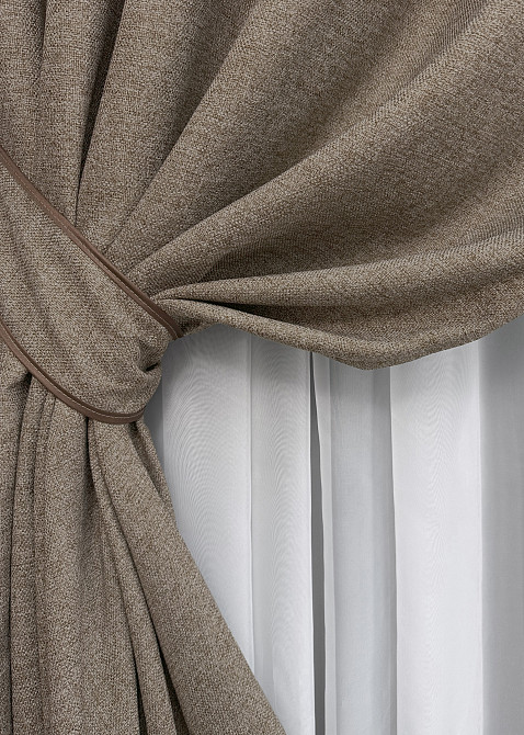 Комплект штор на люверсах VR-Textil Лен ELEMENTA № 1864ш Серо-коричневый 150х270см 2 шт (37-0277) Киев - изображение 5