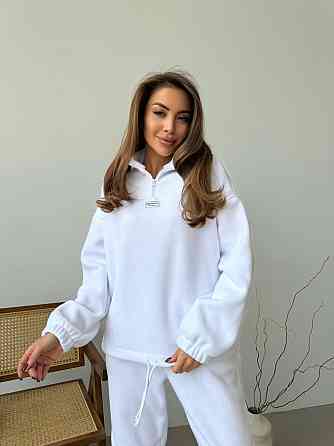 Женский повседневный костюм из плотного флиса полар. Белый, 46/48 Одесса