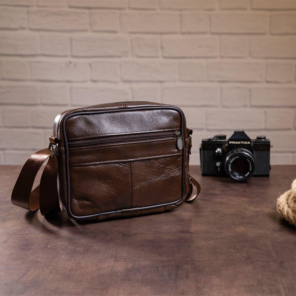 Сумка мужская флотар кожаная Vintage 14988 Коричневая Киев - изображение 4