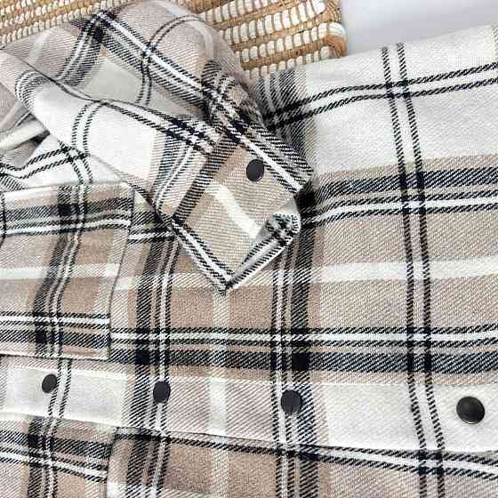 Дитяча тепла кашемірова сорочка в бежеву клітинку з капюшоном, для хлопчика, для дівчинки Кам'янець-Подільський