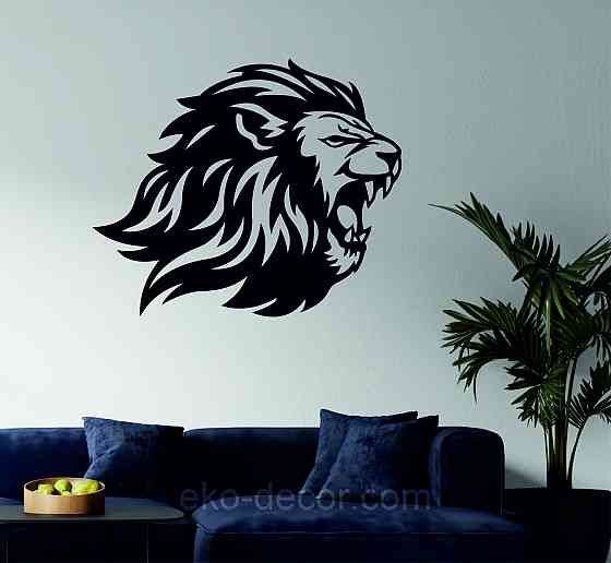 Настенный декор Панно  «Лев»  Декор на стену 110*90 см, Черный Киев