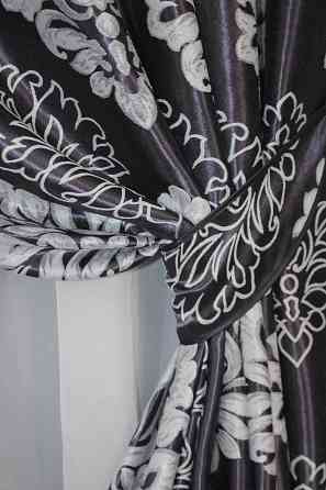 Комплект штор на люверсах VR-Textil Блекаут-софт Корона № 1273ш(А) Чорний із сірим 150х250 см 2 шт (37-0020) Київ