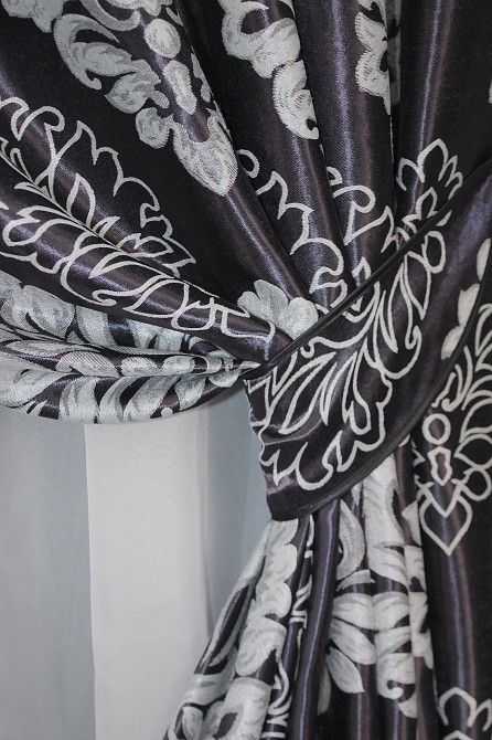 Комплект штор на люверсах VR-Textil Блекаут-софт Корона № 1273ш(А) Чорний із сірим 150х250 см 2 шт (37-0020) Київ - фото 4