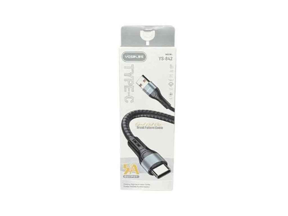 Кабель Lightning - USB 2,4A 1м чорний YESPLUS-842 ТМ YESPLUS Київ - фото 1