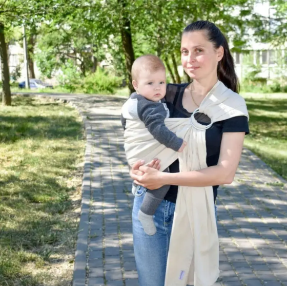 Слінг з кільцями для новонароджених малюків з народження до 36 місяців Coolbabka Бежевий Кривий Ріг