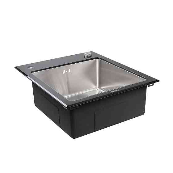 Кухонна мийка Platinum Handmade BLACK GLASS 600x510x200 Коломыя