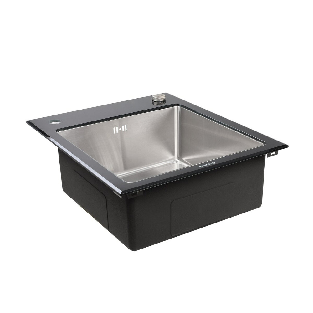 Кухонна мийка Platinum Handmade BLACK GLASS 600x510x200 Коломия - фото 4