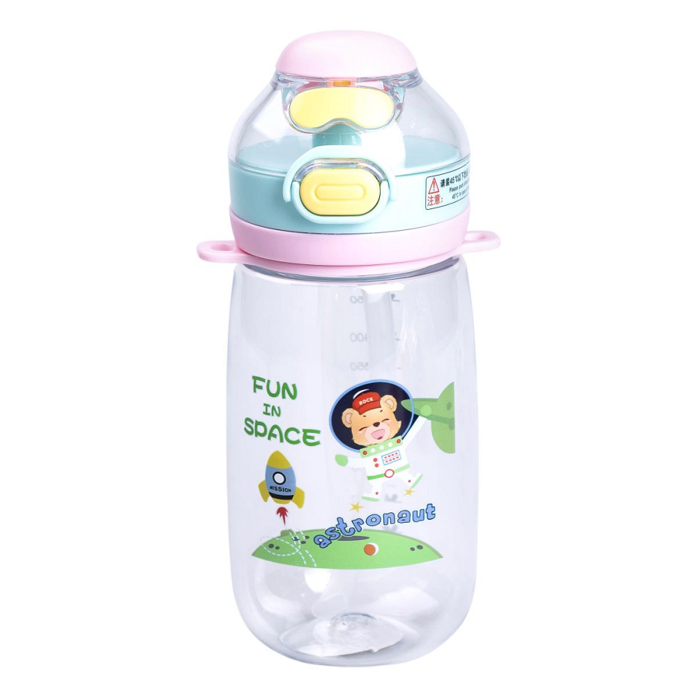 Yiwu Пляшка для води дитяча 550 мл з ремінцем і трубочкою для спорту та школи 20 см Зелена HP-1 Коломия - фото 4