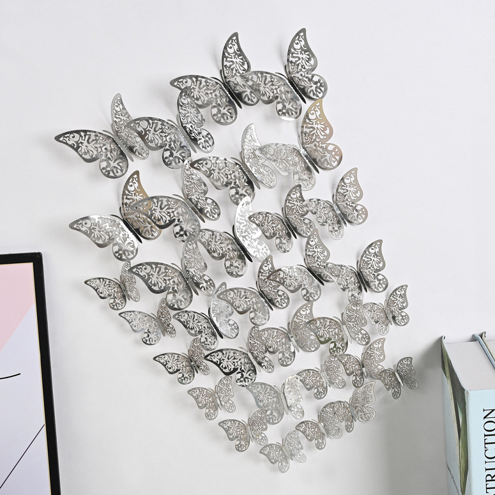 Бабочки интерьерные на стену 12 штук серебристый Киев - изображение 2
