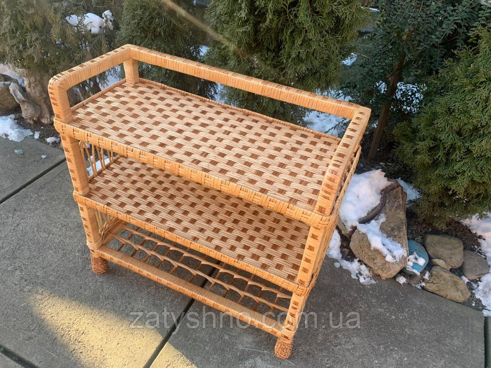 Полка для обуви из лозы на 3 яруса натурального цвета Киев - изображение 3