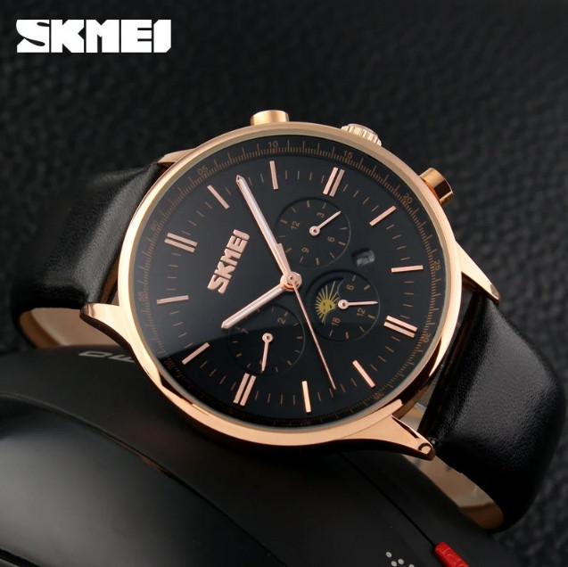 Мужские классические часы Skmei 9117 Black Gold Винница - изображение 5