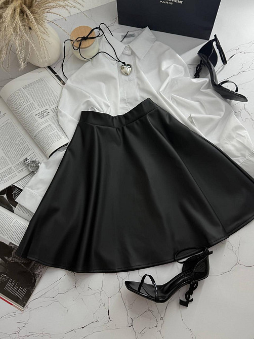 Жіноча базова міні спідниця з еко-шкіри Одеса - фото 7