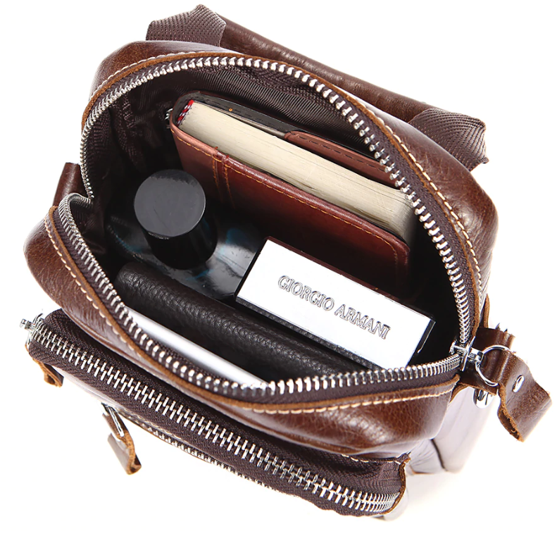 Сумка-барсетка на пояс мужская кожаная Vintage 20012 Коричневая Киев - изображение 7