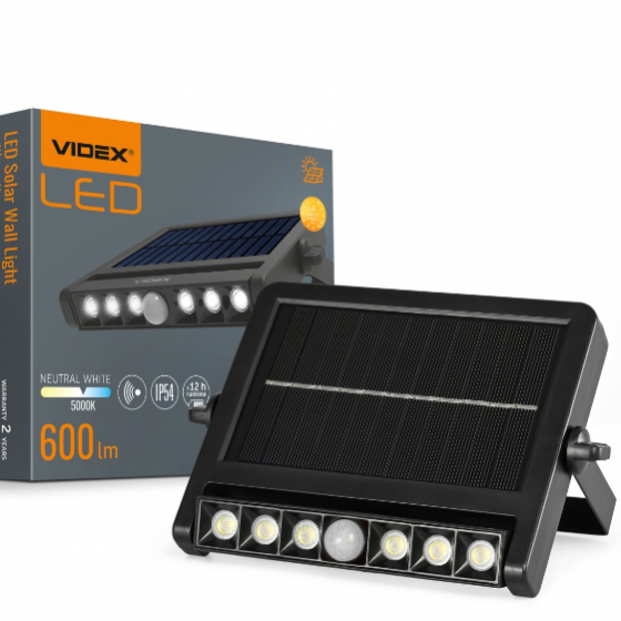 LED Ліхтар вуличний настінний автономний сенсорний IP54 600Lm 5000К VL-WLSO-025-S Videx Житомир