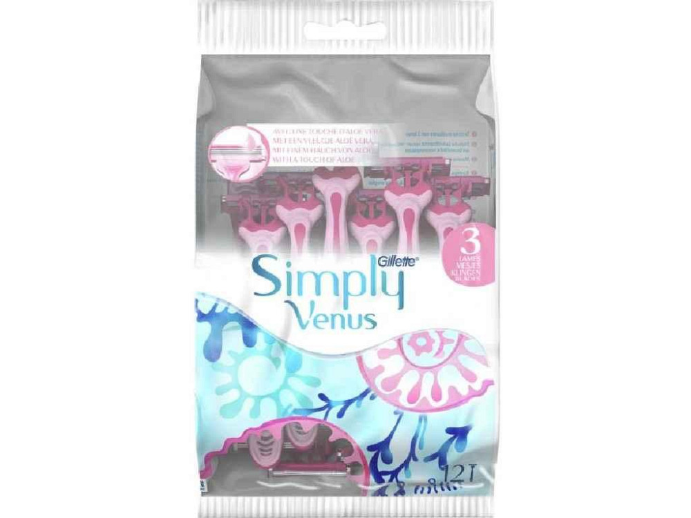 Одноразовые бритвы 12шт SIMPLY VENUS 3 ТМ Venus Solmir Киев - изображение 1