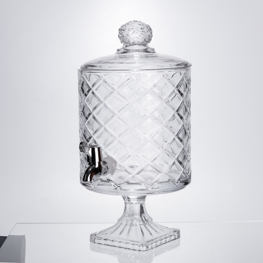 Лимонадниця зі скляним краном 39 см 4,5 л прозора на підставці HP-19-3 Київ - фото 6