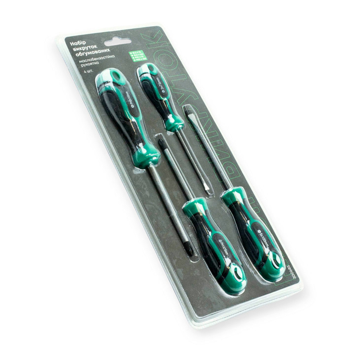 Набір викруток 4 шт магнітні - шліць 3,5 мм; хрест 5,6мм (блістер) Мукачево - фото 1