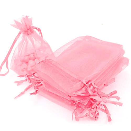 Мішечок подарунковий з органзи 5x7см 100шт на затяжках, рожевий Вінниця - фото 1