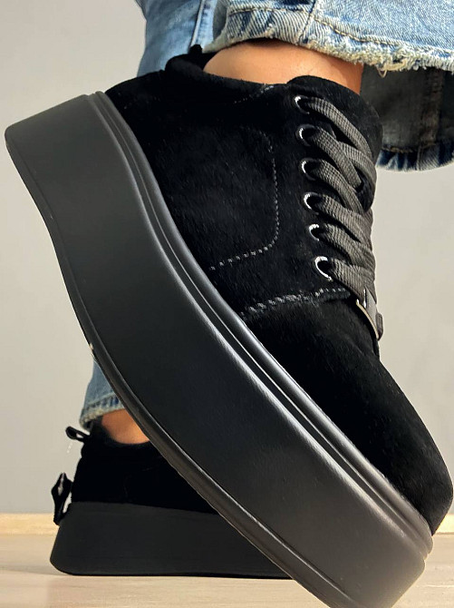 Кеди жіночі Hengji 537-8 замшеві на платформі чорні, 39, 25 см Одеса - фото 7