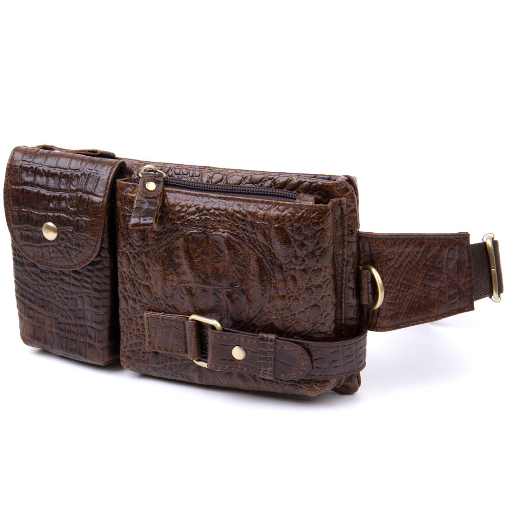 Бананка поясна під шкіру рептилії унісекс Vintage 20401 Коричнева Київ - фото 9