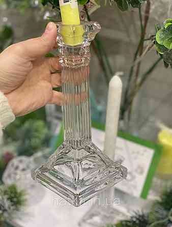 Підсвічник 1 шт скляний 20 см прозорий Київ