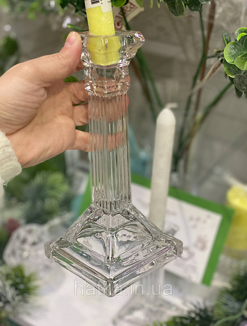 Підсвічник 1 шт скляний 20 см прозорий Київ - фото 2