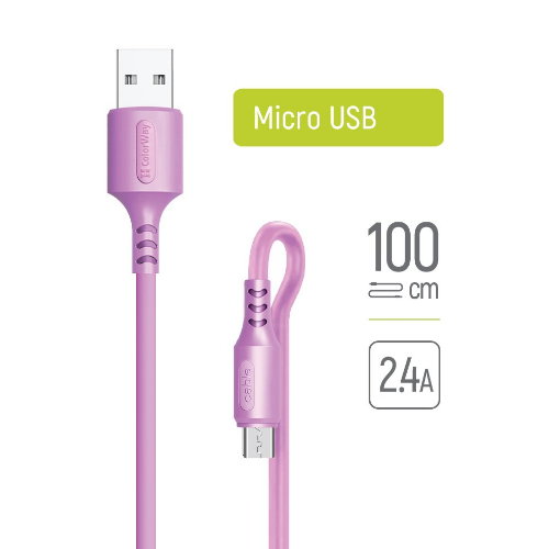 Кабель USB MicroUSB ColorWay CW-CBUM044-PU 2,4A 1м фіолетовий Житомир - фото 1