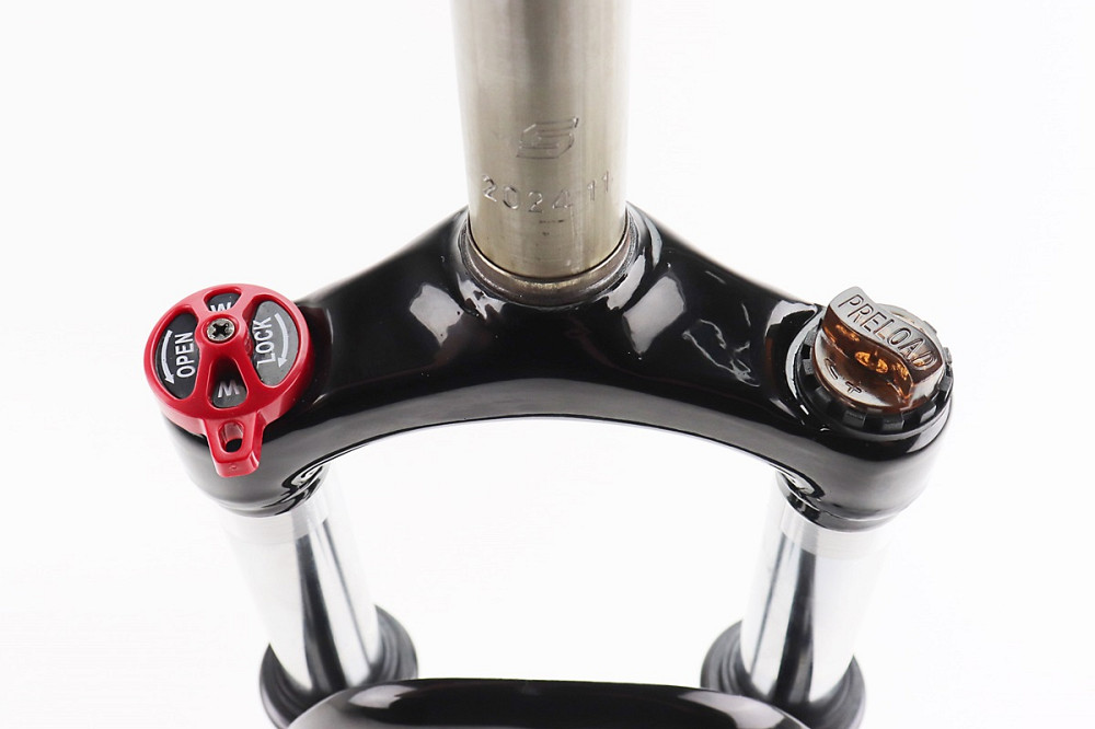 Вилка 29 "амортизаційна, без різьби 1-1/8" (28,6мм), шток 260мм, з ходом 75мм, V/Disk-brake, M Lockout, чорна LJ-641(сталева корона) Київ - фото 3