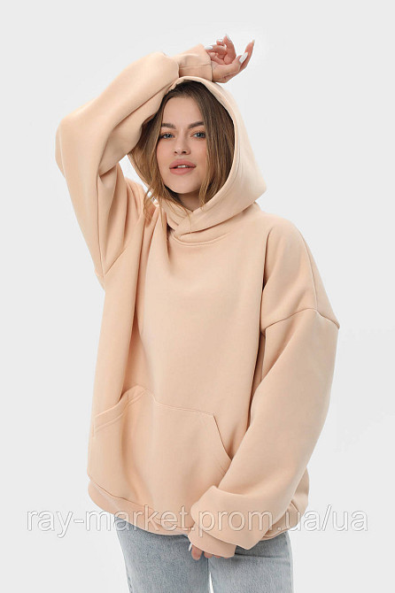 Худи оверсайз женское утепленное RAY OVERSIZE бежевое (U0404W-Cream) Киев - изображение 2