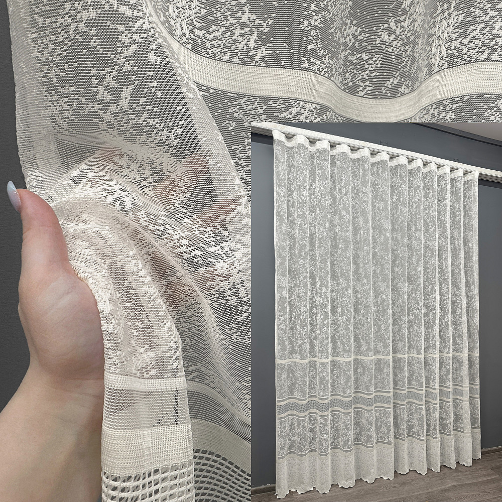 Тюль жакард мармур, колекція "Cale" колір кремовий 1553т Київ - фото 1