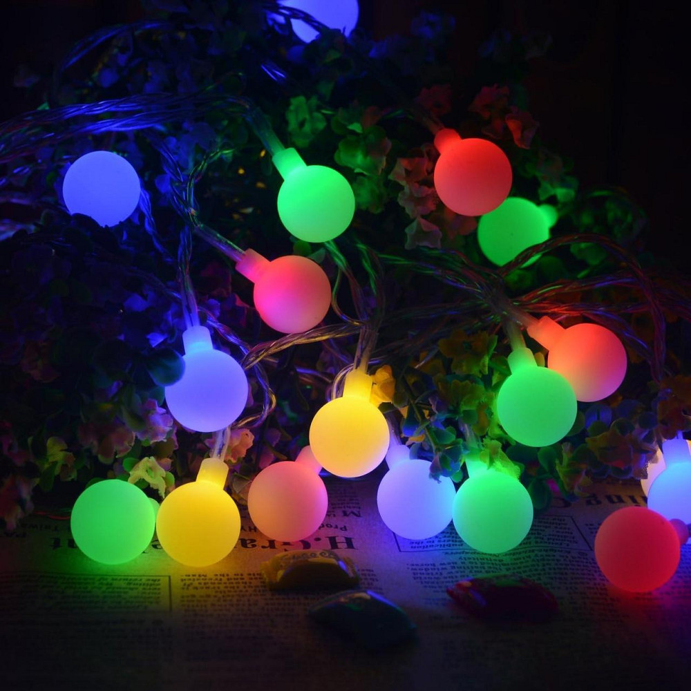 Світлодіодна новорічна гирлянда 100 LED, 3 м, кольорова шарики Київ - фото 6