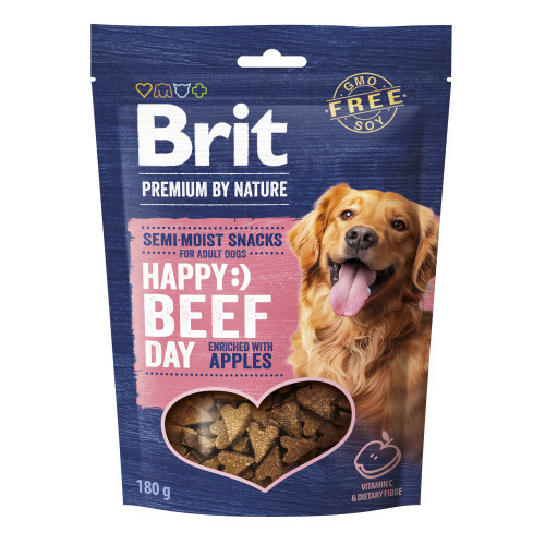 Лакомство Brit Premium Semi-moist Snacks Beef with Apples полувлажные для собак с говядиной и яблоками 180 г Киев - изображение 1