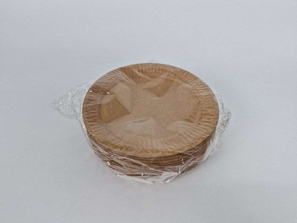 Одноразовые тарелки бумажные   диаметр 210мм КРАФТ (100 шт) Харьков - изображение 2