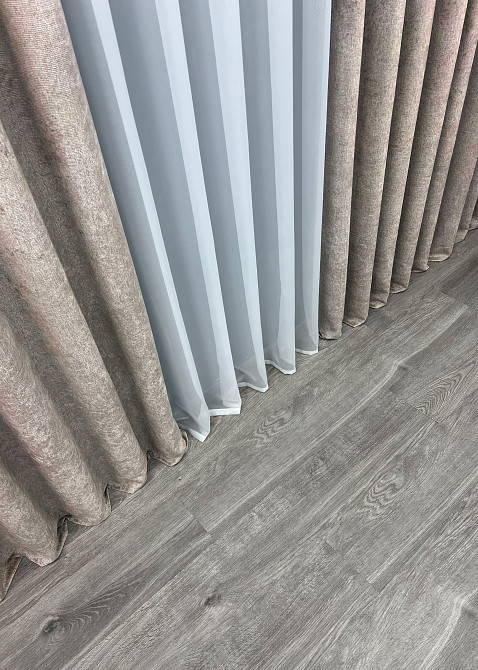 Шторна преміум тканина шеніл однотонний, колекція "VELMIRA Rich" колір тауп 1929ш Київ - фото 7