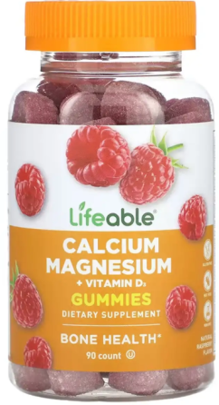 Кальций магний и витамин D3 Lifeable Calcium Magnesium + Vitamin D Adult 90 жев капс малина Киев