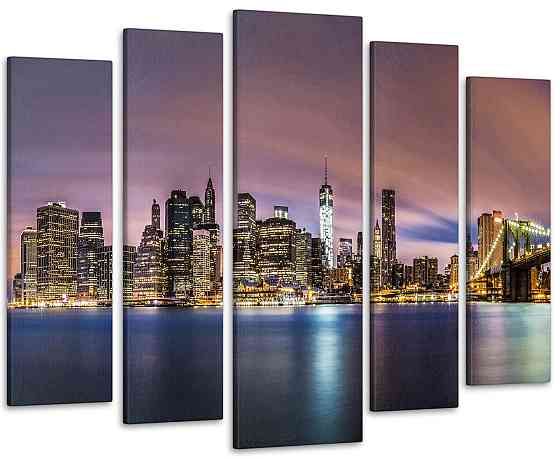 Модульна картина у вітальню / спальню Нічне місто Art-432_5 ( 80х118см ) Київ