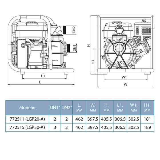 Мотопомпа 6.5 к.с. Hmax 30м Qmax 60м³/год (4-х тактний) LEO LGP30-A (772515) Рівне