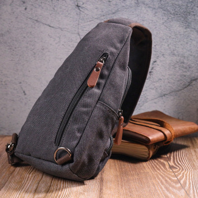 Сумка Vintage Через плечо с USB кабелем текстильная Черная (21221) Винница - изображение 8