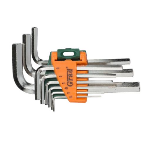 Набір ключів шестигранних d1,5-10мм короткі CrV 9шт Grad Житомир - изображение 1