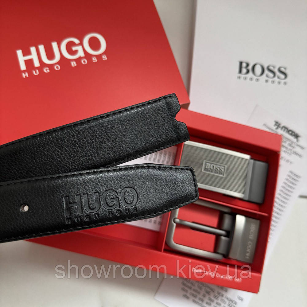 Чоловічий подарунковий набір (ремінь із двома пряжками) H.Boss (218) Київ - фото 3