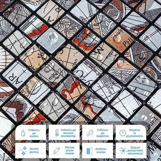 Самоклеющаяся алюминиевая плитка 300х300х3мм Серый квадратик SW-00001926 Днепр