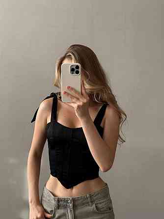 Женский стильный корсет на змейке королевский шелк Черный, 44/46 Одесса