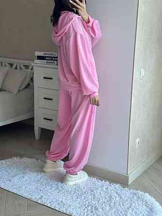 Жіночий прогулянковий оверсайз костюм-двійка: кофта та штани двонитка Рожевий Одеса