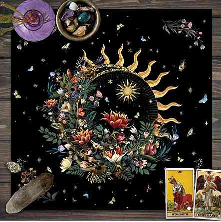 Вівтарна скатертина Сонце і Місяць 49×49 см – для Таро, рун, ритуалів і ворожінь Київ