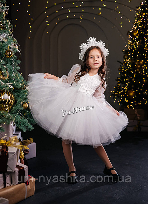 Платье Снежинка Белое нарядное платье для девочки с блестками Кривой Рог - изображение 8