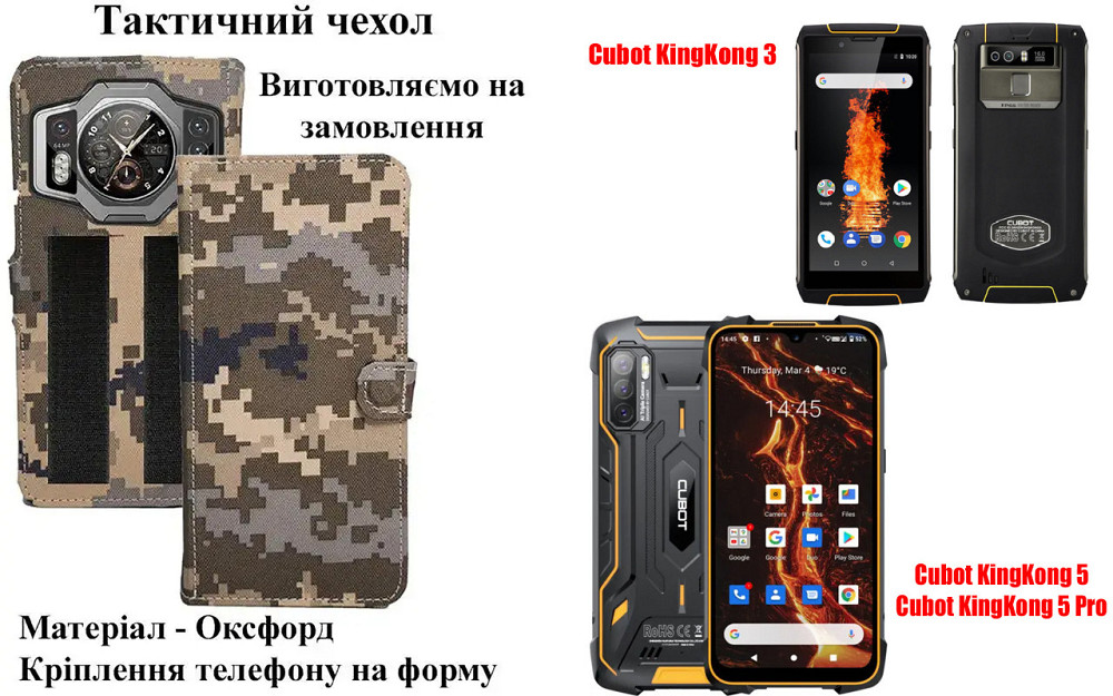 Тактический чехол для Blackview Xplore 2, Xplore 2 Projector, XPLORE 2 Satellite, крепится к снаряжению на липучке Киев - изображение 1